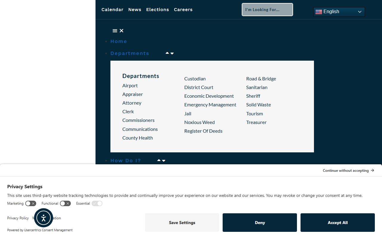 Washington County Clerk of the District Court accessibility statement for county website barriers