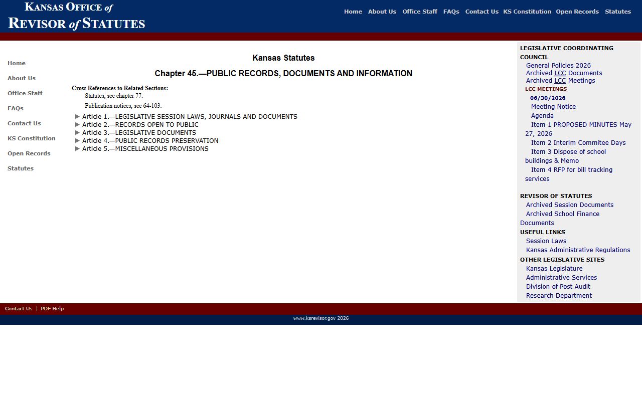 Washington County Clerk of the District Court Kansas public records chapter