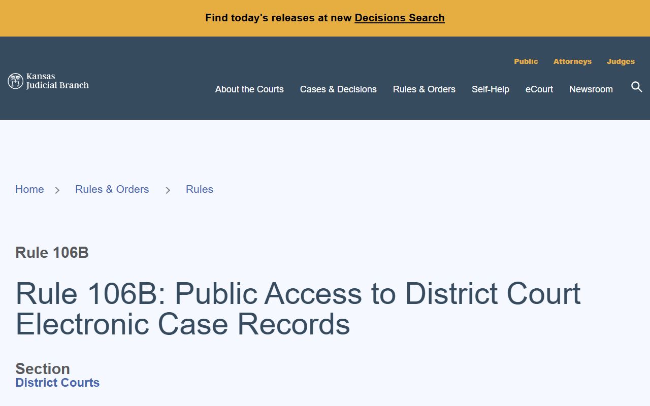 Washington County court records Kansas Supreme Court public access rule