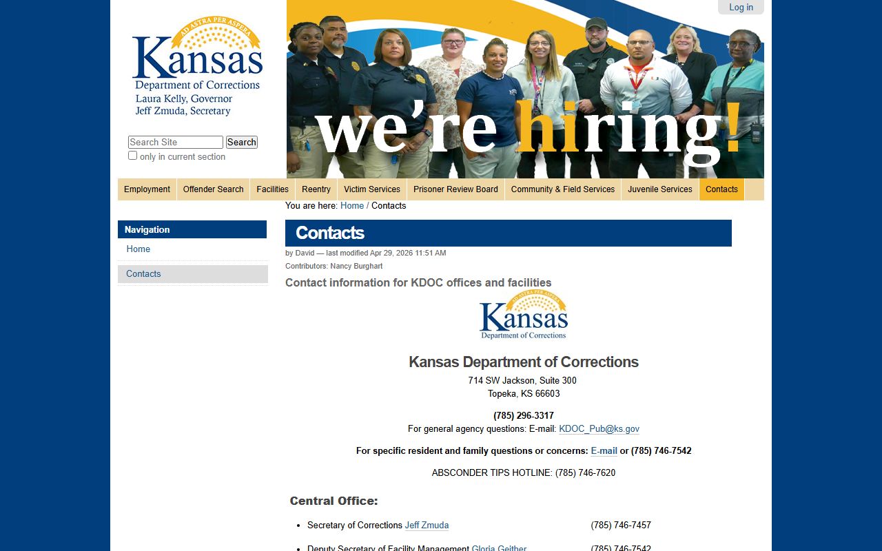 Washington County inmate records KDOC contacts