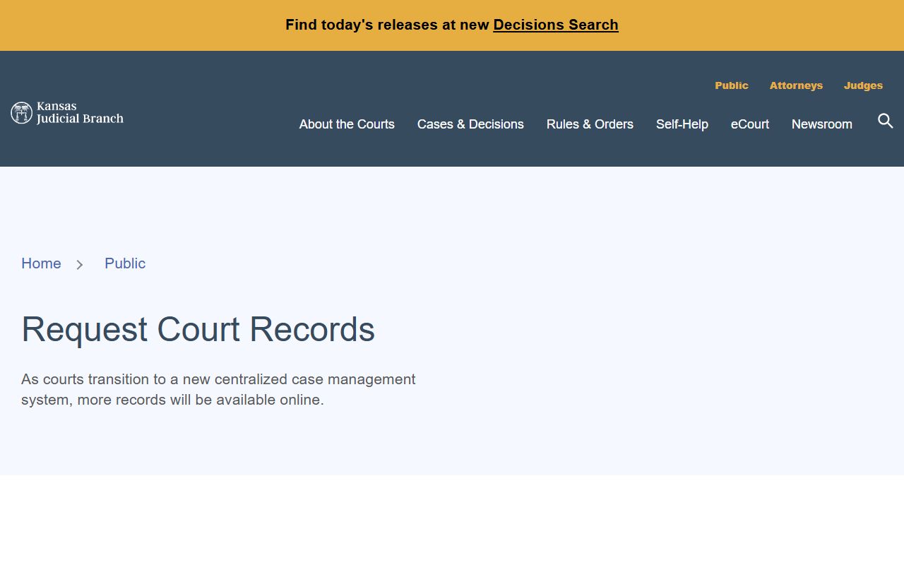 Washington County court records Kansas records request instructions