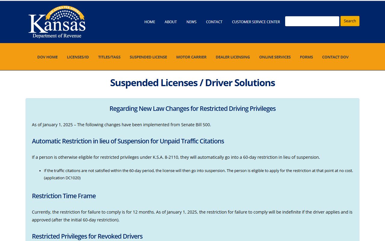 Washington County traffic court records Kansas suspended license instructions